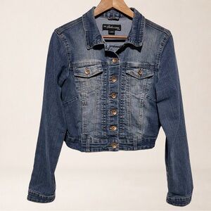 SEDUCTIONS SIRENS Cropped Denim Jacket Y2K Fitted Stretch Minimalist Indie